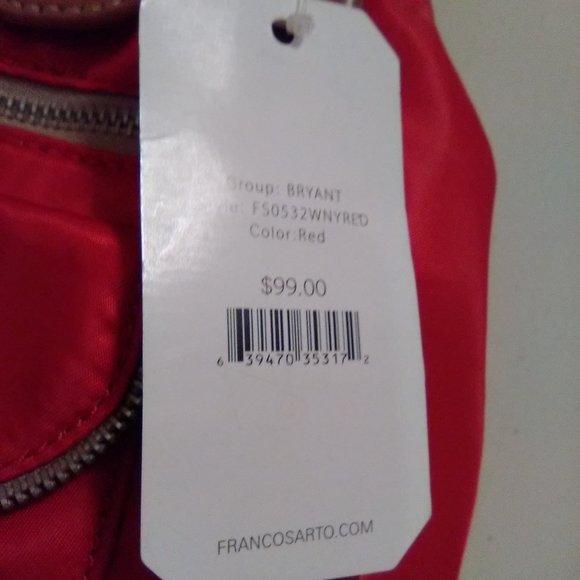 Franco Sarto Red Medium Size Bag Leather & Fabric NWT - Picture 6 of 14